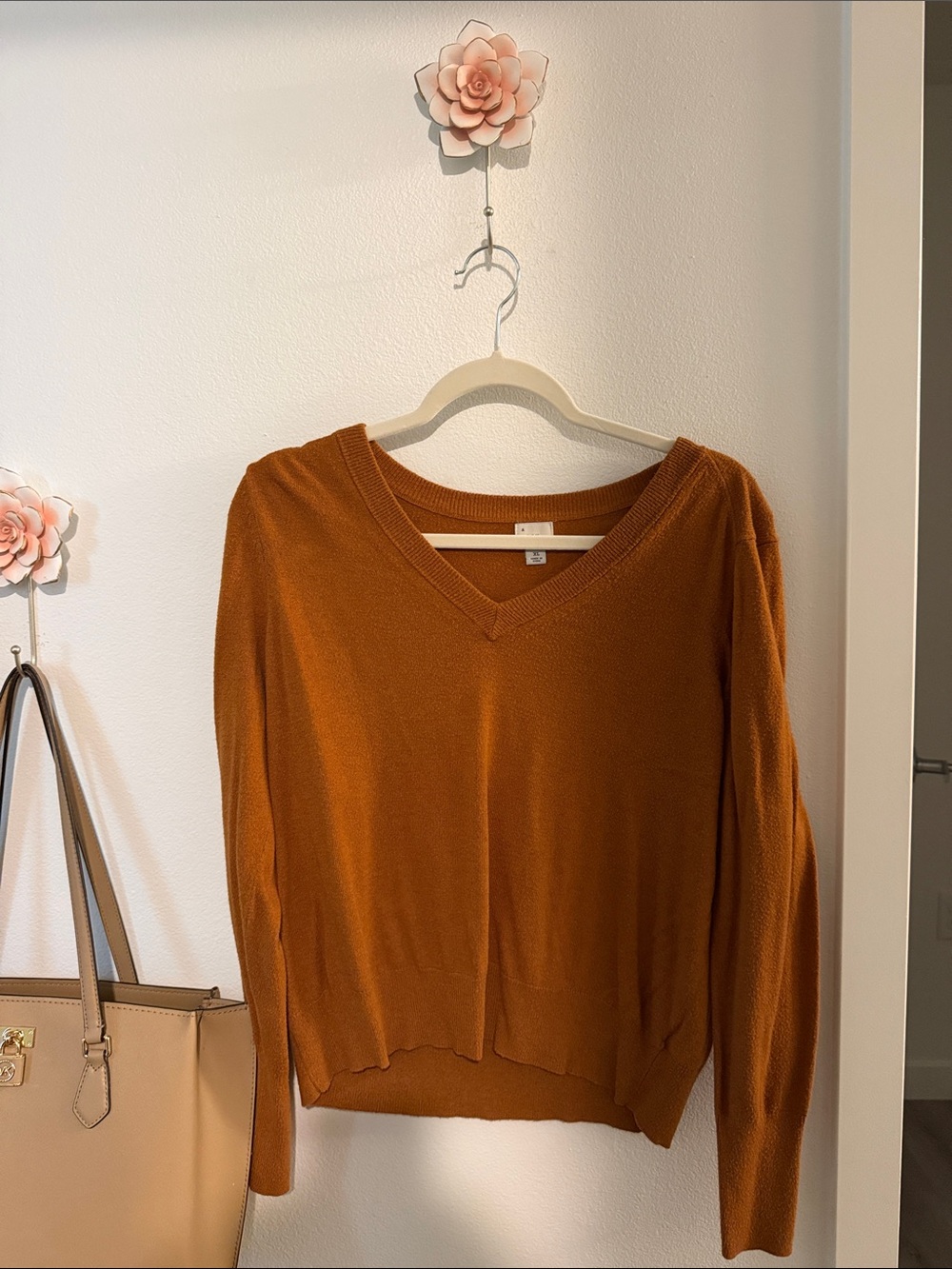 a new day Women's V-Neck Sweater - Rust Orange